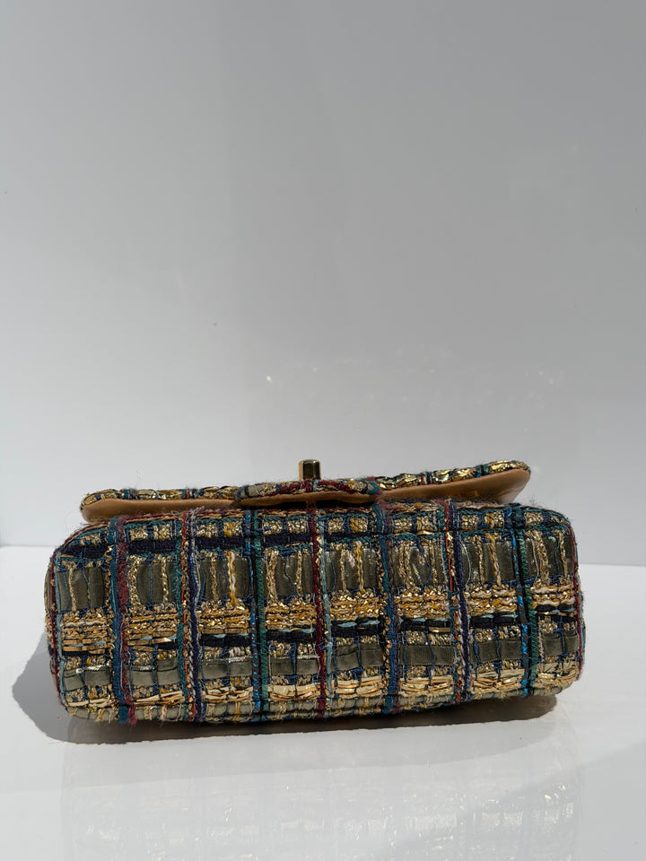 Chanel 19A Egyptian Mini Rectangular Flap Multicolor Tweed with Gold Hardware 2019