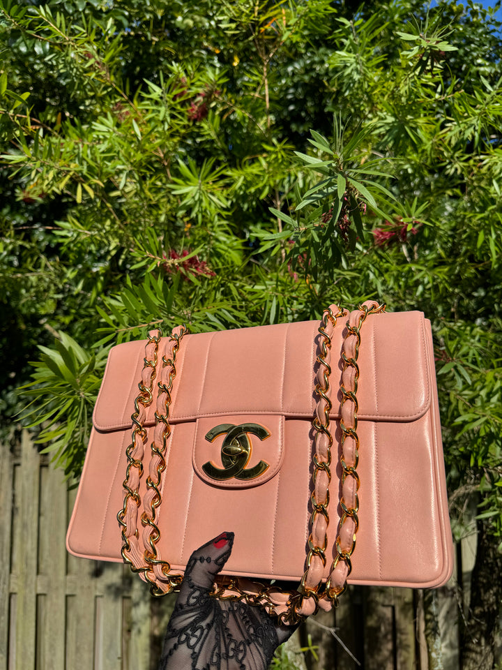 Chanel Light Pink Vintage Lambskin Jumbo Flap Bag