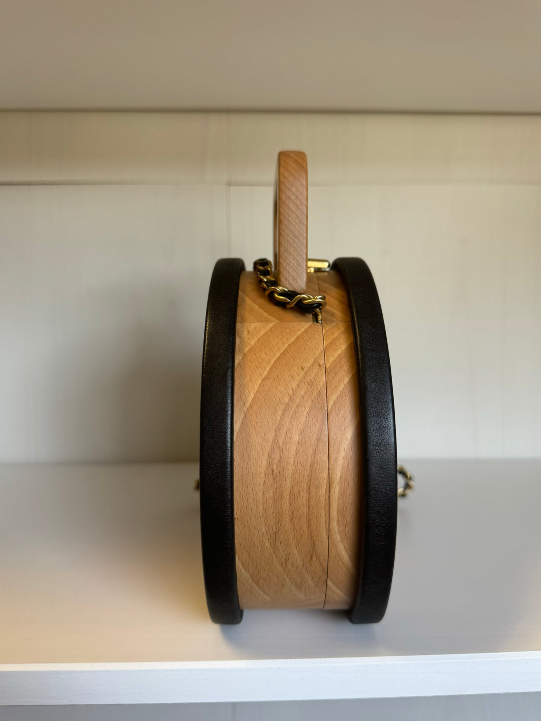 Chanel 2022 Round Beech Wood Vanity Case