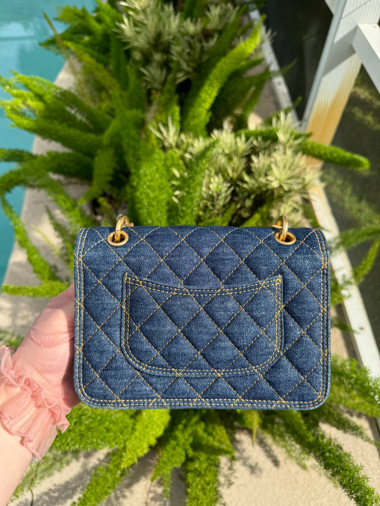 Chanel 23A Blue Denim Double You Crossbody