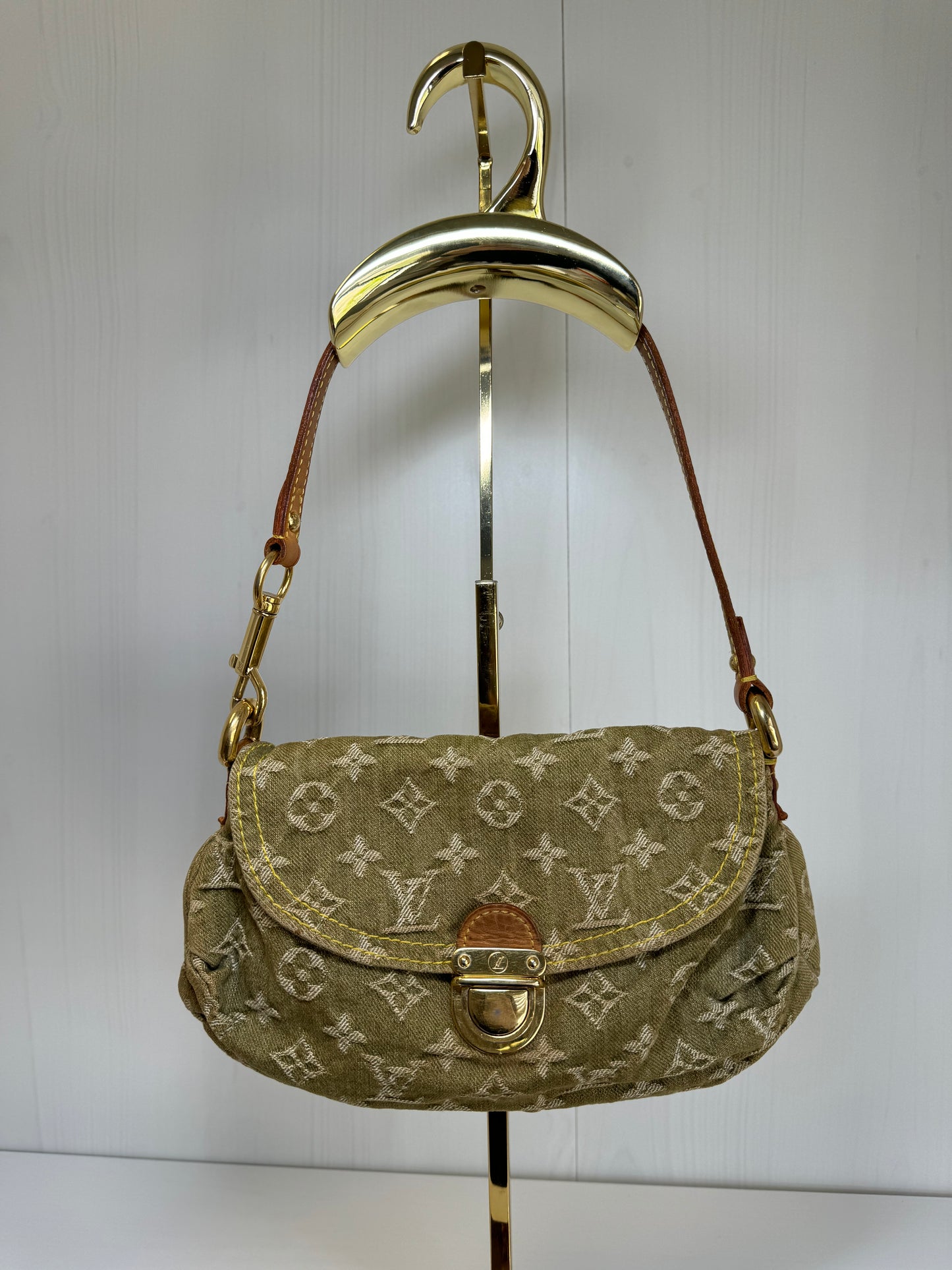 Louis Vuitton Green Monogram Denim Mini Pleaty + Coin Pouch