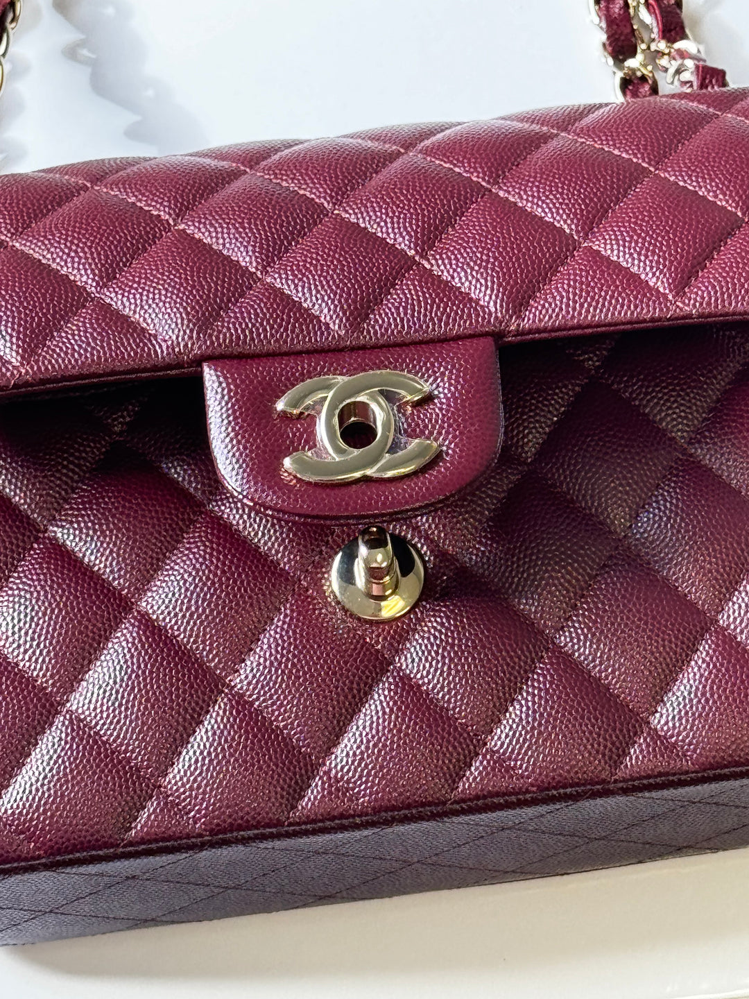 Chanel 21b Small Burgundy Caviar Double Flap