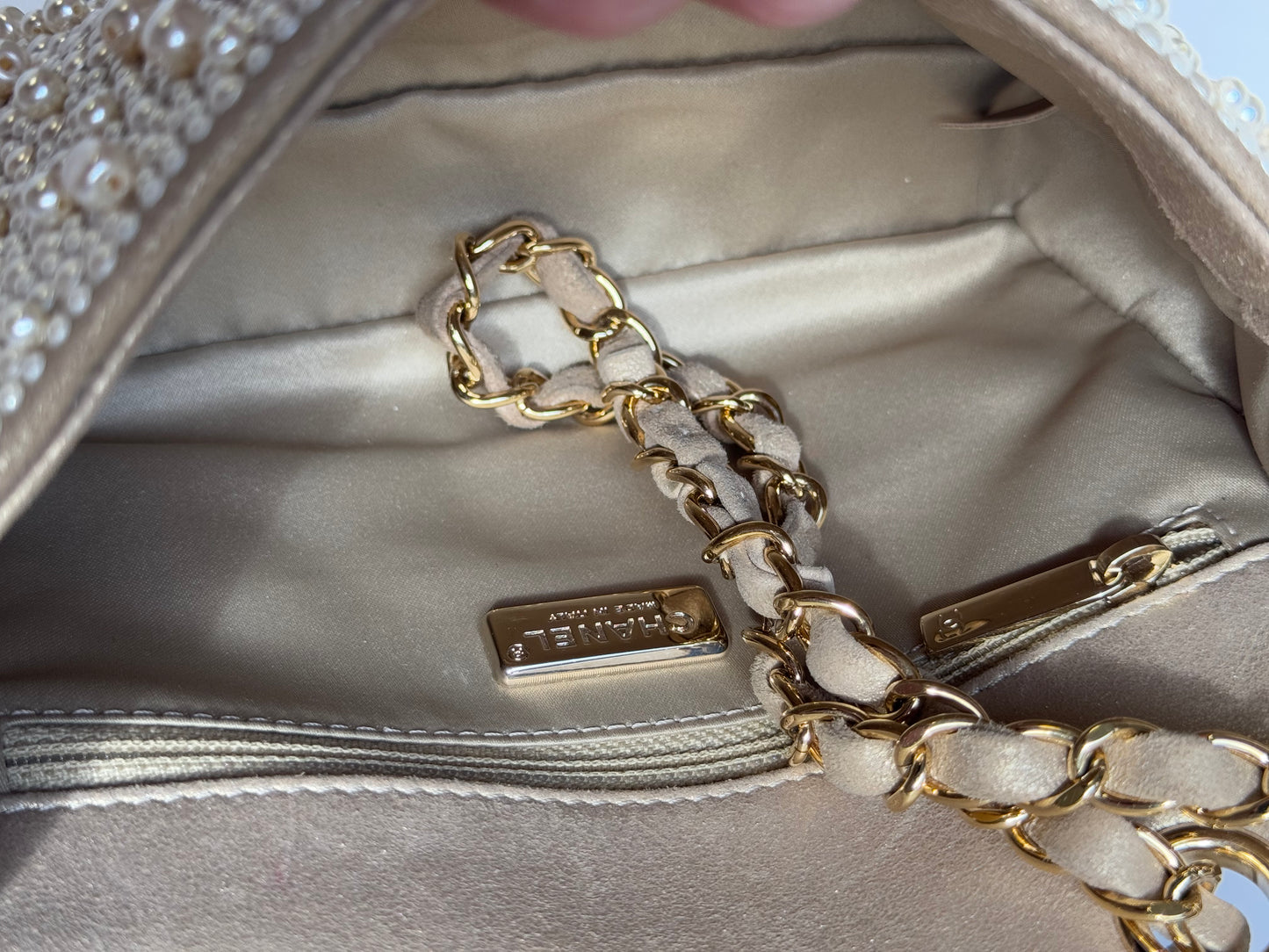 Chanel 17A Ritz Pearl Embellished Mini Rectangular Flap Bag