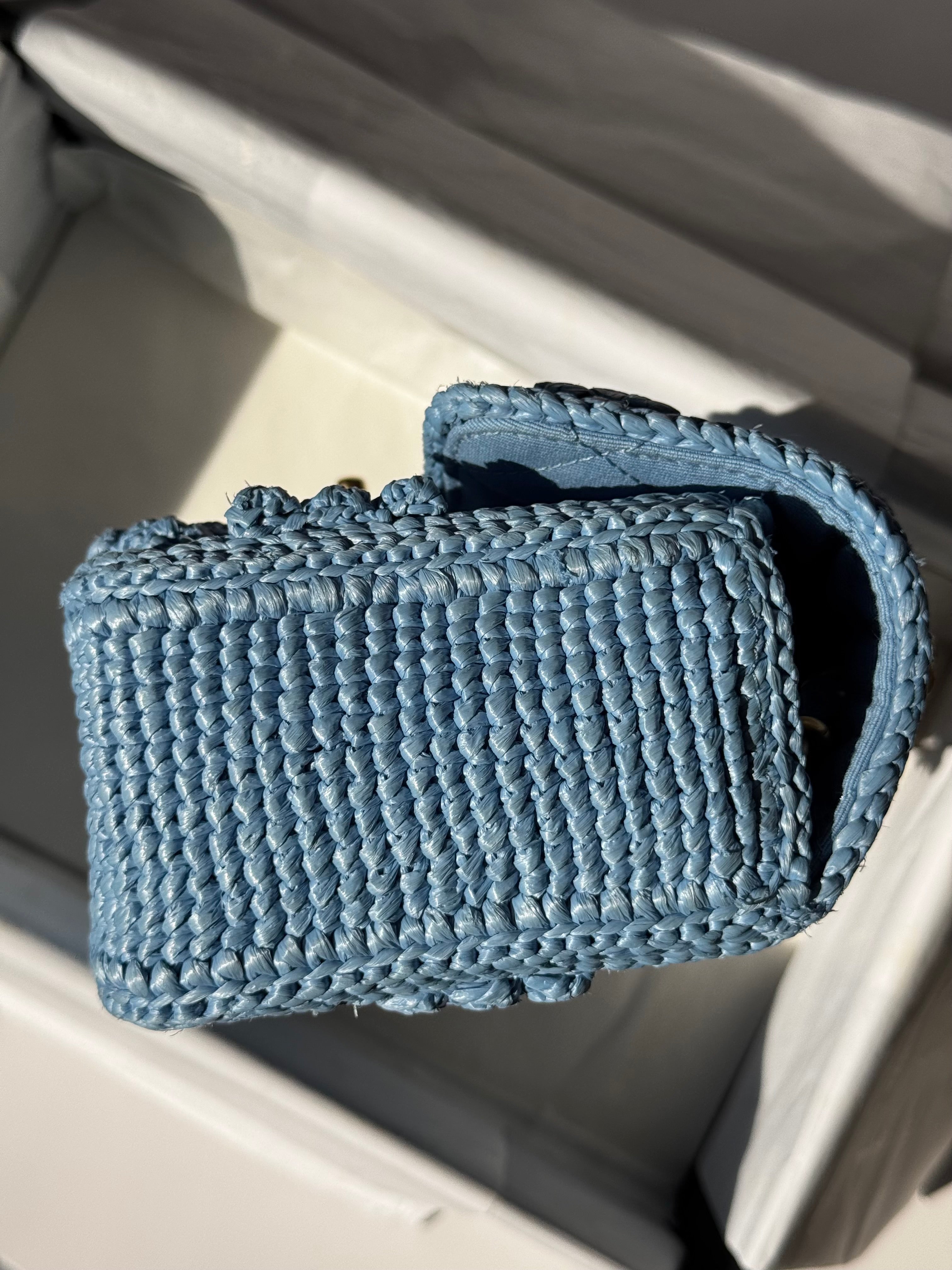 Chanel 24P Blue Braided Raffia Mini Flap Bag – Its A Luv Story