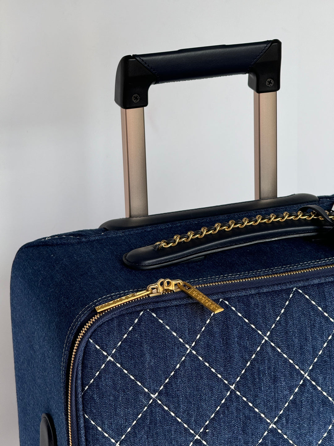 Chanel 20C Blue Quilted Denim & Leather Trolly