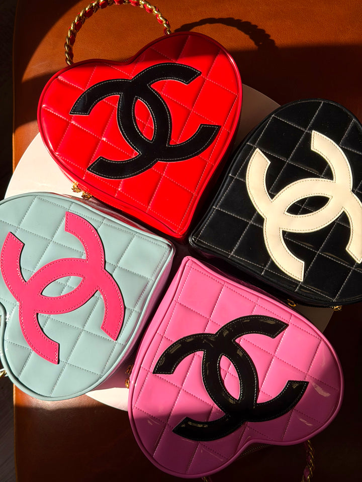 Chanel Barbie Red Heart Vanity Bag 24K Gold-Plated Hardware 1995