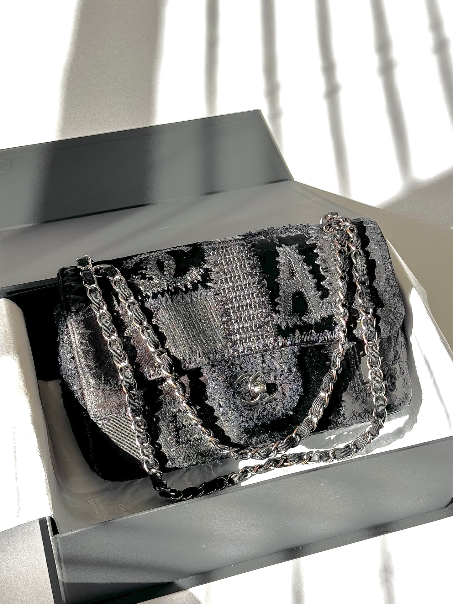 Chanel Black Patchwork Medium Single Flap Bag