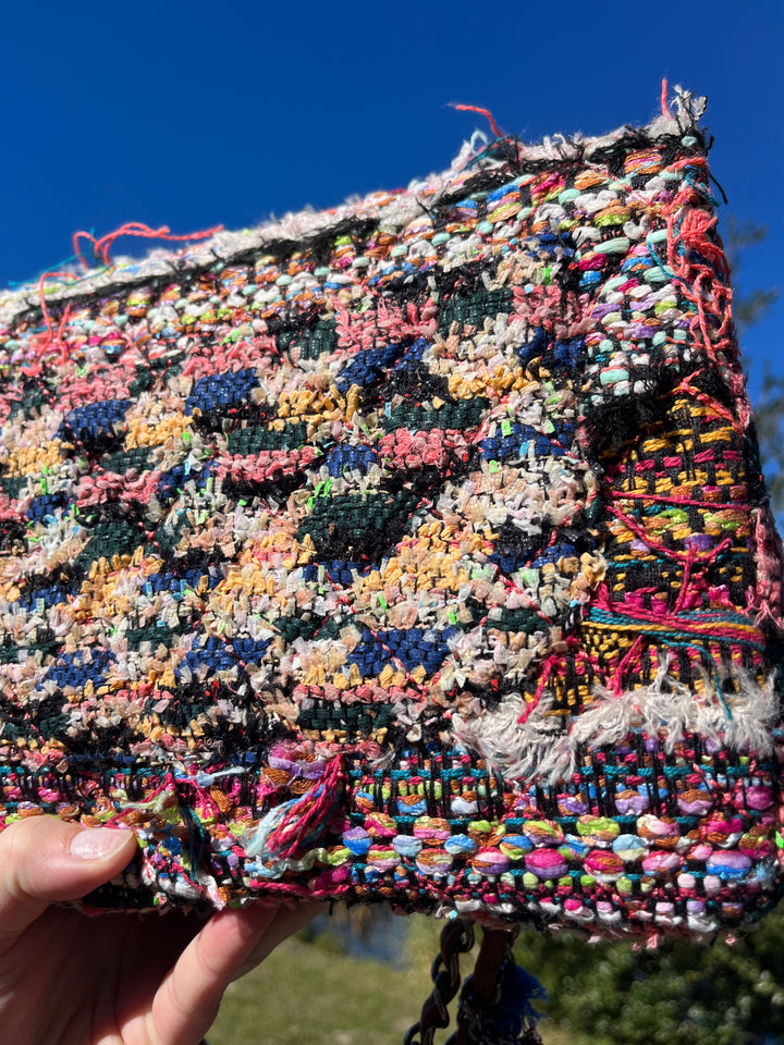Chanel Jumbo Multicolor Tweed Pom Pom Flap