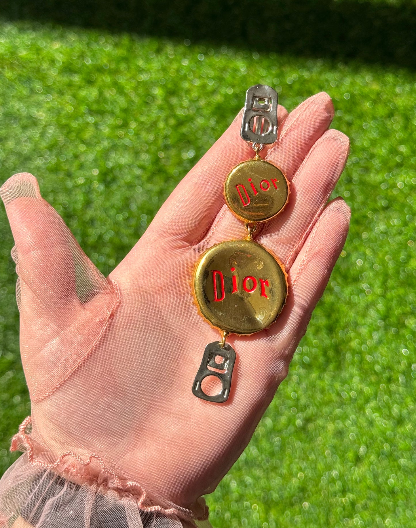 Christian Dior Vintage Bottle Cap Clip On Earrings