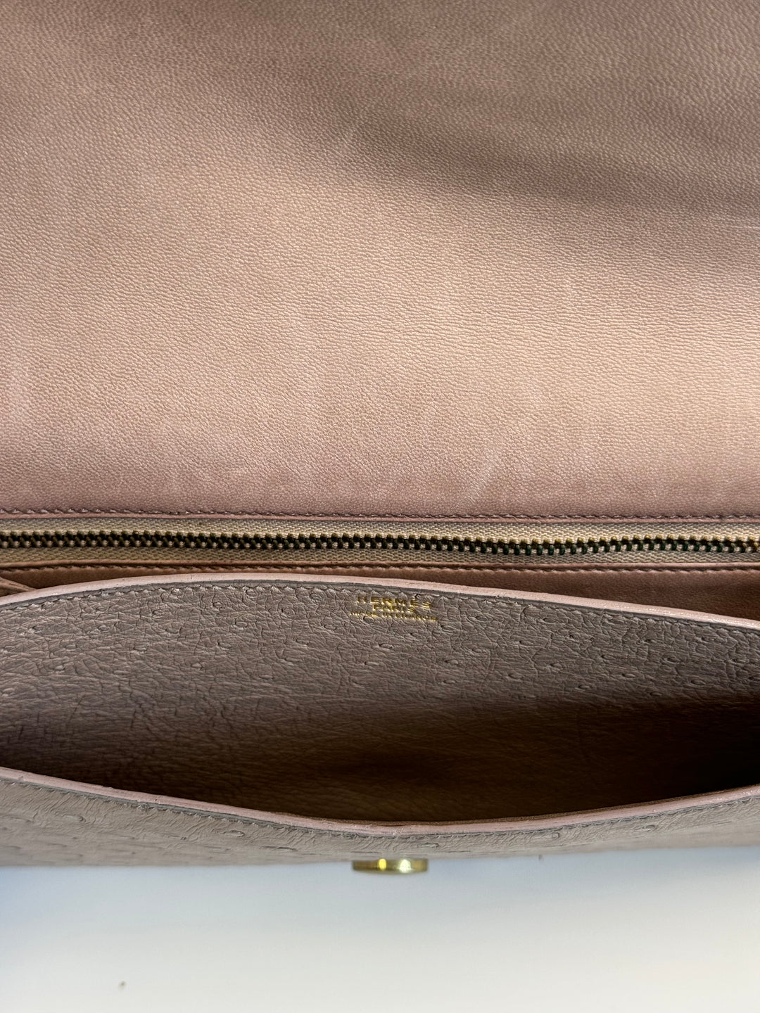 Hermes 1982 Ostrich Lydie 2 Ways Clutch Bag