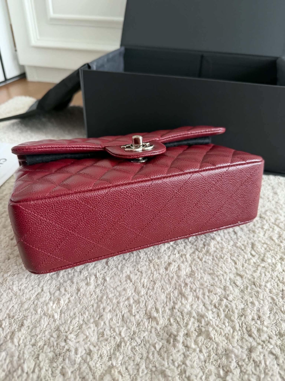 Chanel Small Classic Double Flap Caviar Wine Red Silver Hardware 2020