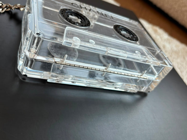Chanel Clear Lucite Cassette Evening Clutch Silver Hardware 2004