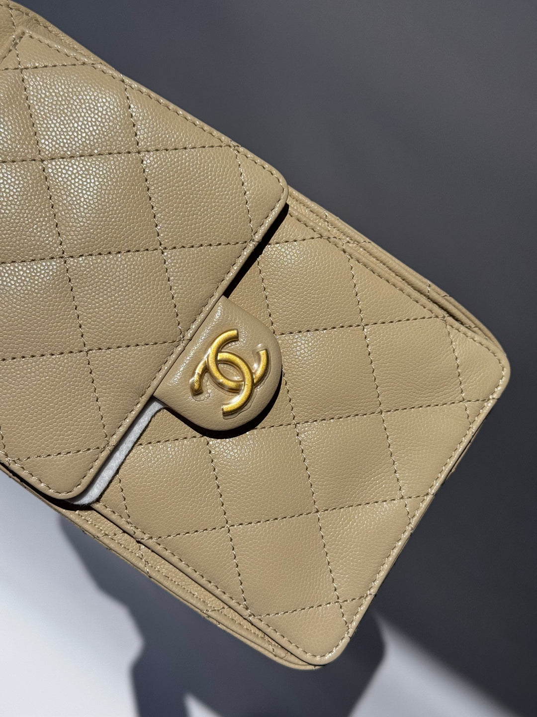 Chanel 25 Beige Small Caviar Hobo Bag