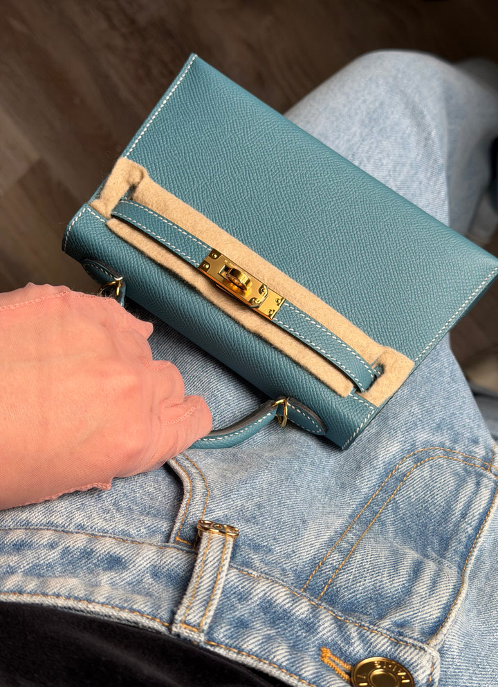 Hermès Mini Kelly Sellier 20 New Blue Jean Epsom Gold Hardware 2025