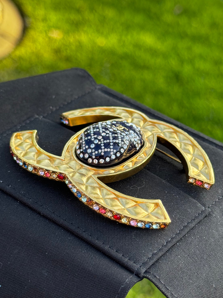Chanel 19A Egypt Multicolor XL Beatle Brooch