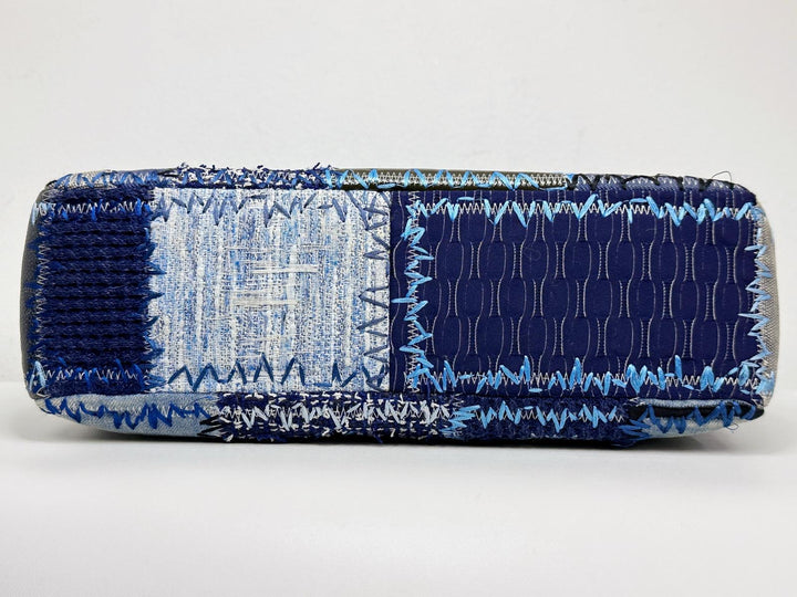 Chanel Jumbo Single Flap Patchwork Denim Blue Tweed Textile Leather Silver Hardware 2015