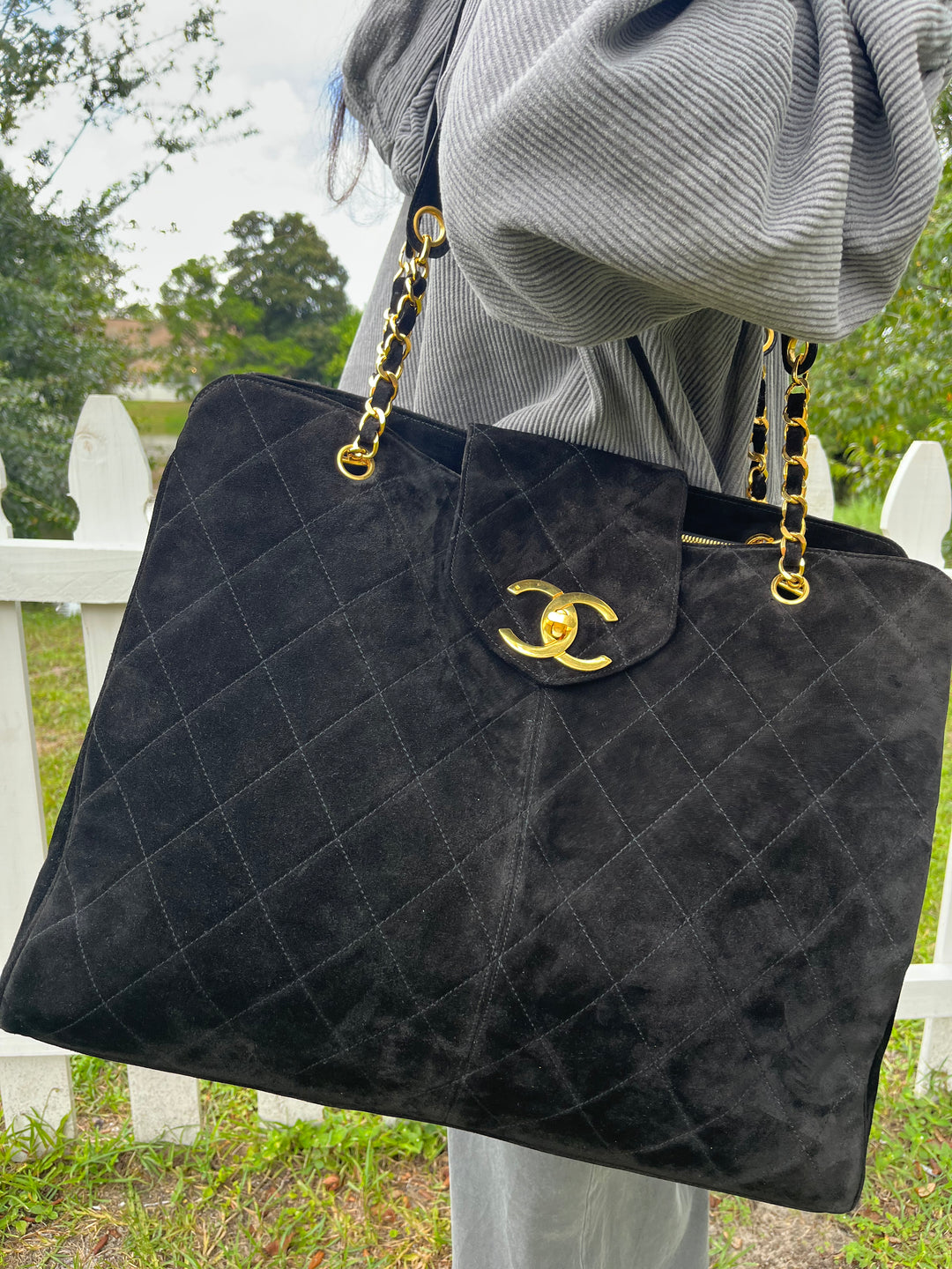 Chanel Rare Vintage Suede XL Supermodel Tote