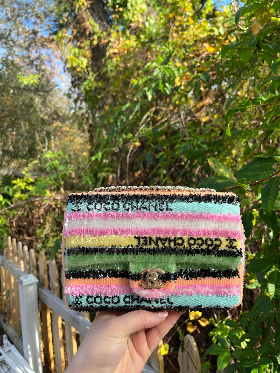 Chanel Rainbow Sequin Mini Rectangular Flap Bag