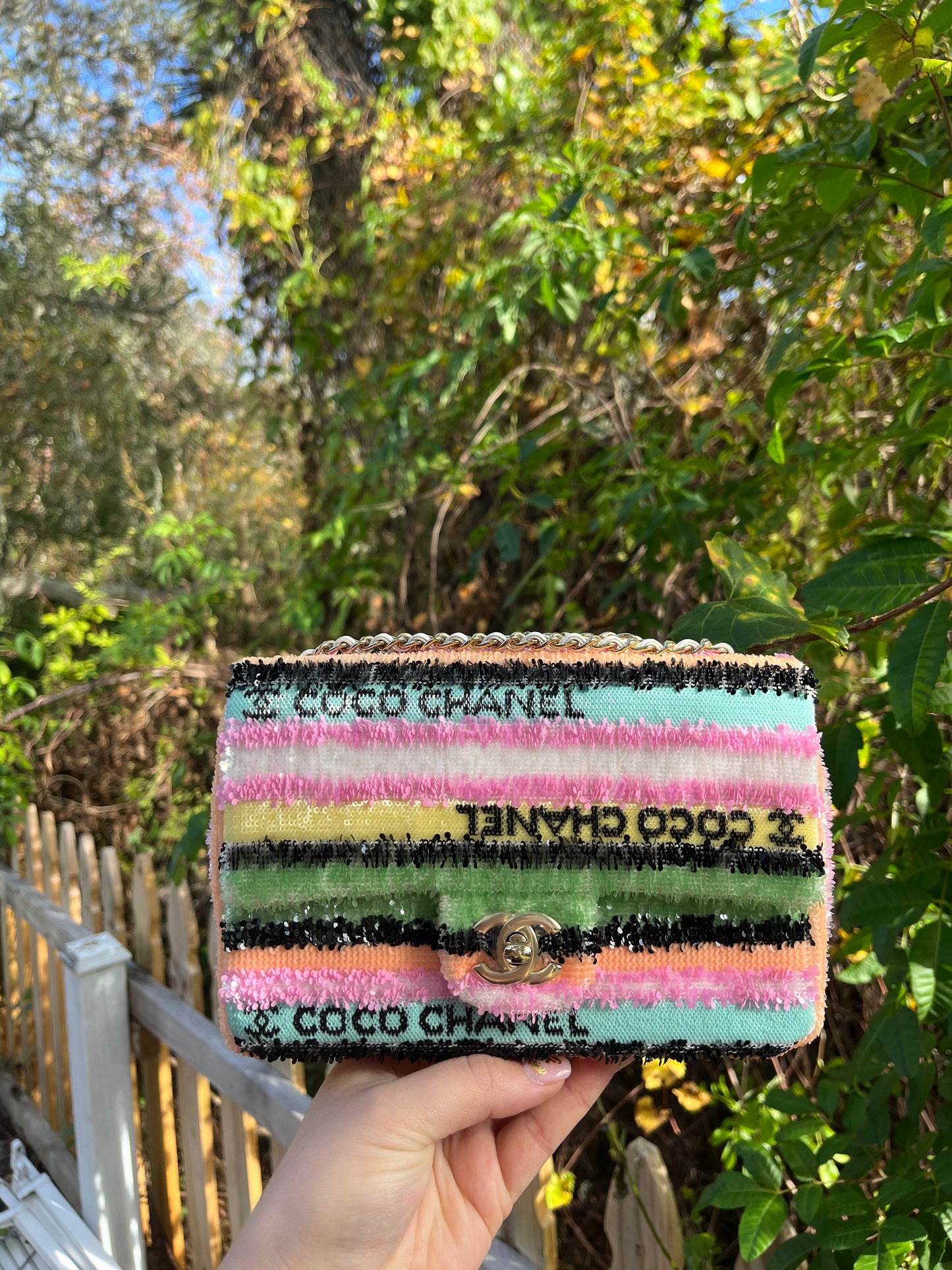 Chanel Rainbow Sequin Mini Rectangular Flap Bag