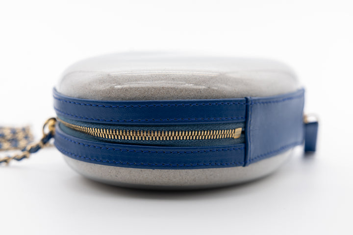 Chanel Sandbag Minaudière Blue PVC Gold Hardware 2019
