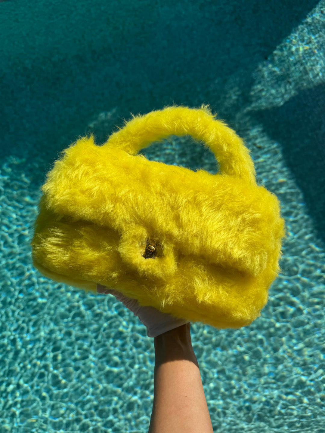 Chanel RARE Yellow 1994 Faux Fur Kelly