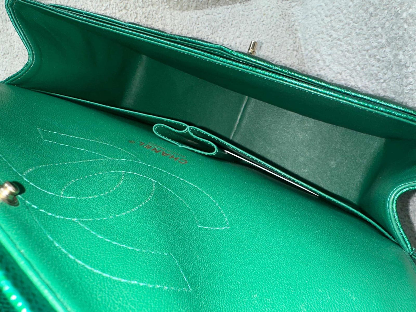 Chanel 18S Emerald Green Caviar Jumbo Flap Bag