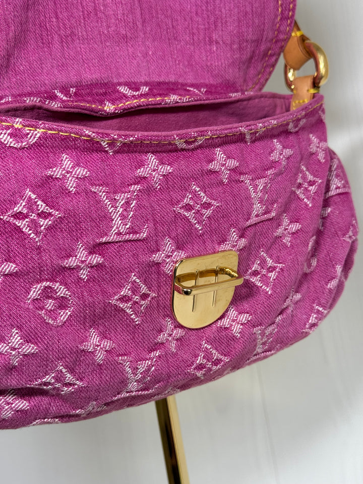 Louis Vuitton Pink Monogram Denim Mini Pleaty + Coin Pouch