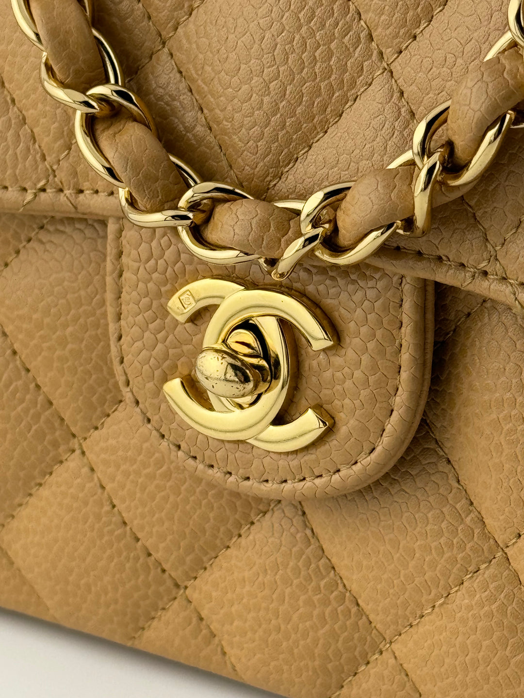 Chanel Dark Beige Vintage Mini Caviar Square Flap Bag