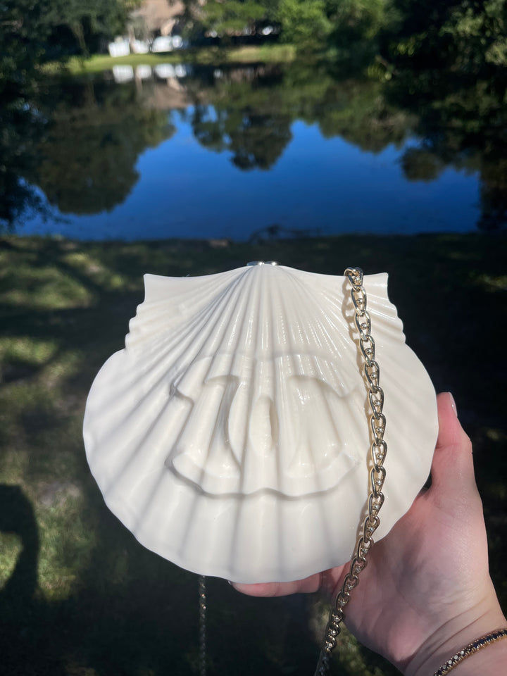Chanel 19S White Runway Shell Minaudiere