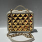 Chanel 21K Small White Lambskin Golden Plate Vanity Case