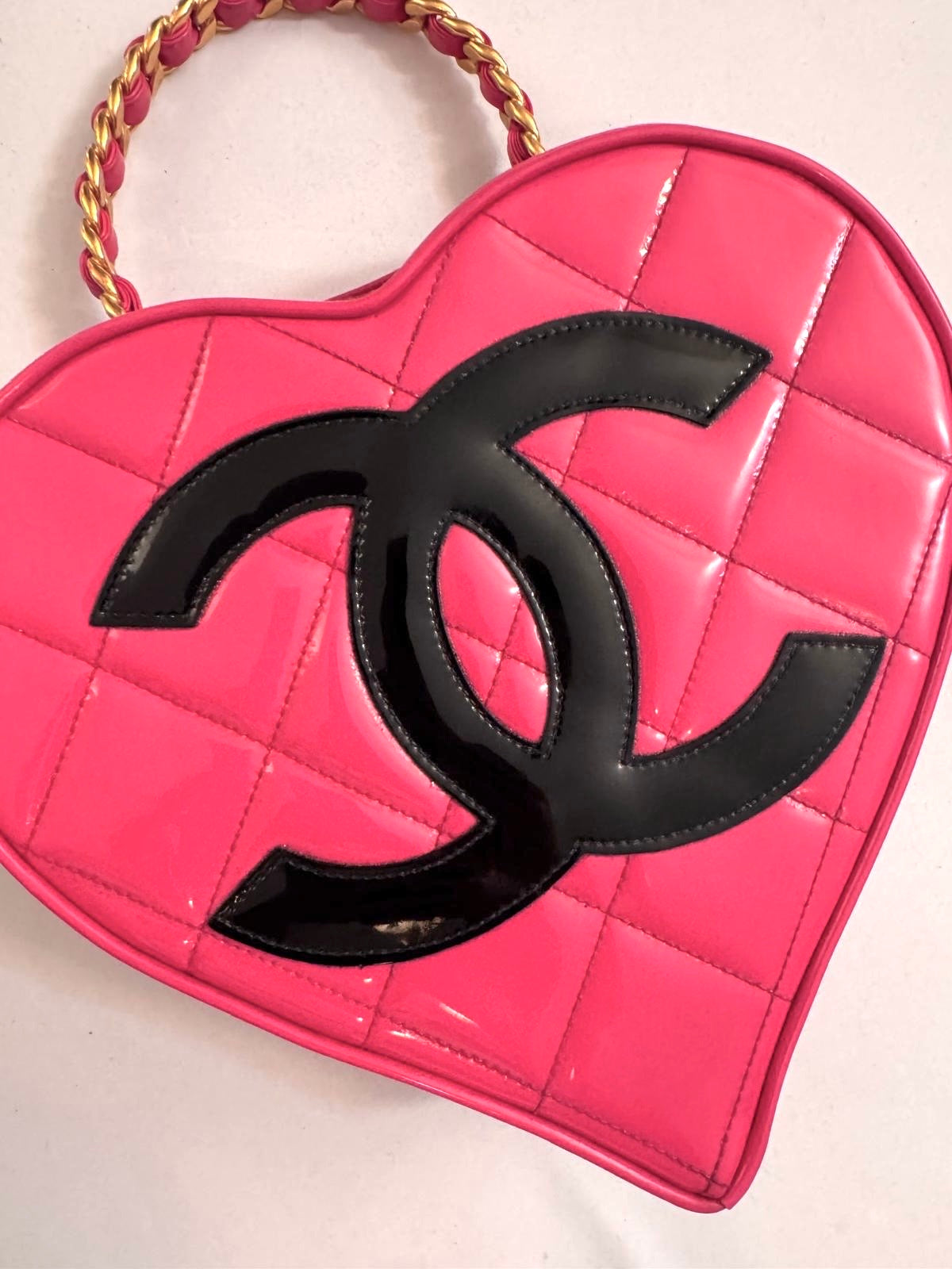 Chanel 1995 CC Hot Pink Heart Vanity Bag