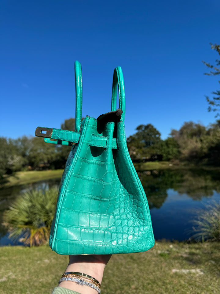 Hermes Matte Croc Blue Paon Birkin 30