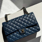 Chanel 18C Navy Blue Medium Caviar Double Flap Bag