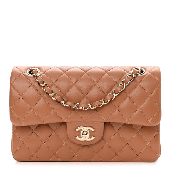 Chanel 22S Small Caramel Lambskin Classic Flap Bag + LGHW