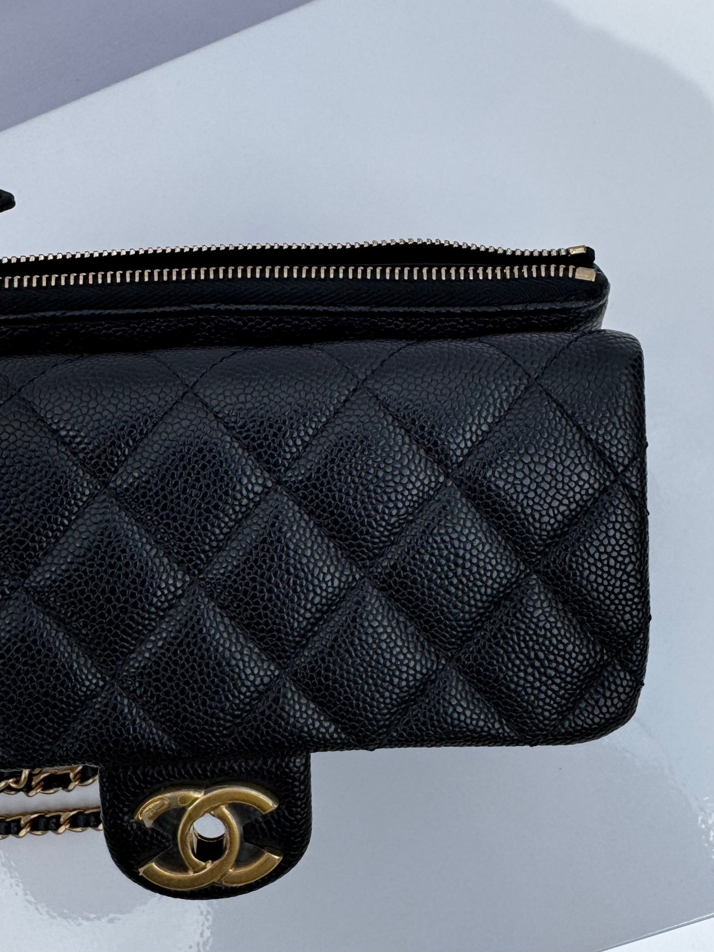 Chanel Black Shiny Caviar Pick Me Up Belt Bag