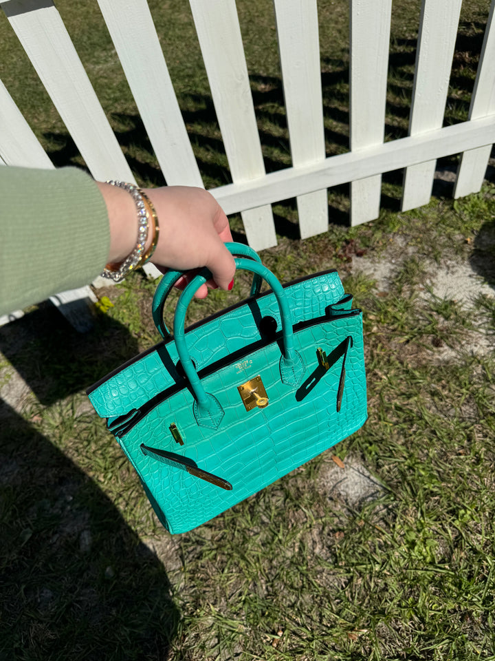 Hermes Matte Croc Blue Paon Birkin 30