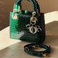 Lady Dior Emerald Crocodile Mini Top Handle
