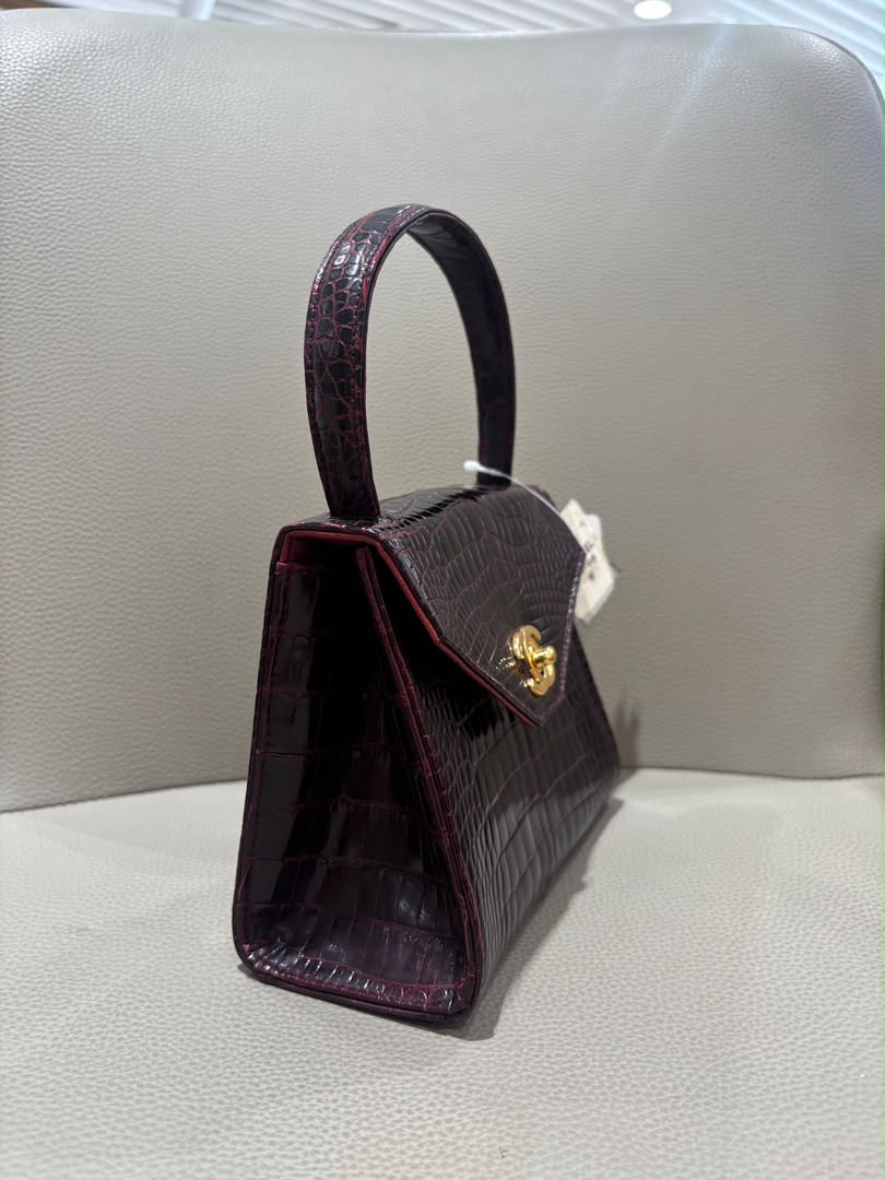 Chanel Mini Kelly Top Handle Bag Bordeaux Alligator 24K Gold-Plated Hardware 1997