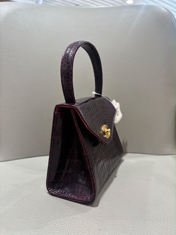 Chanel Mini Kelly Top Handle Bag Bordeaux Alligator 24K Gold-Plated Hardware 1997