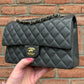 Chanel 21B Dark Grey Medium Caviar Classic Flap Bag