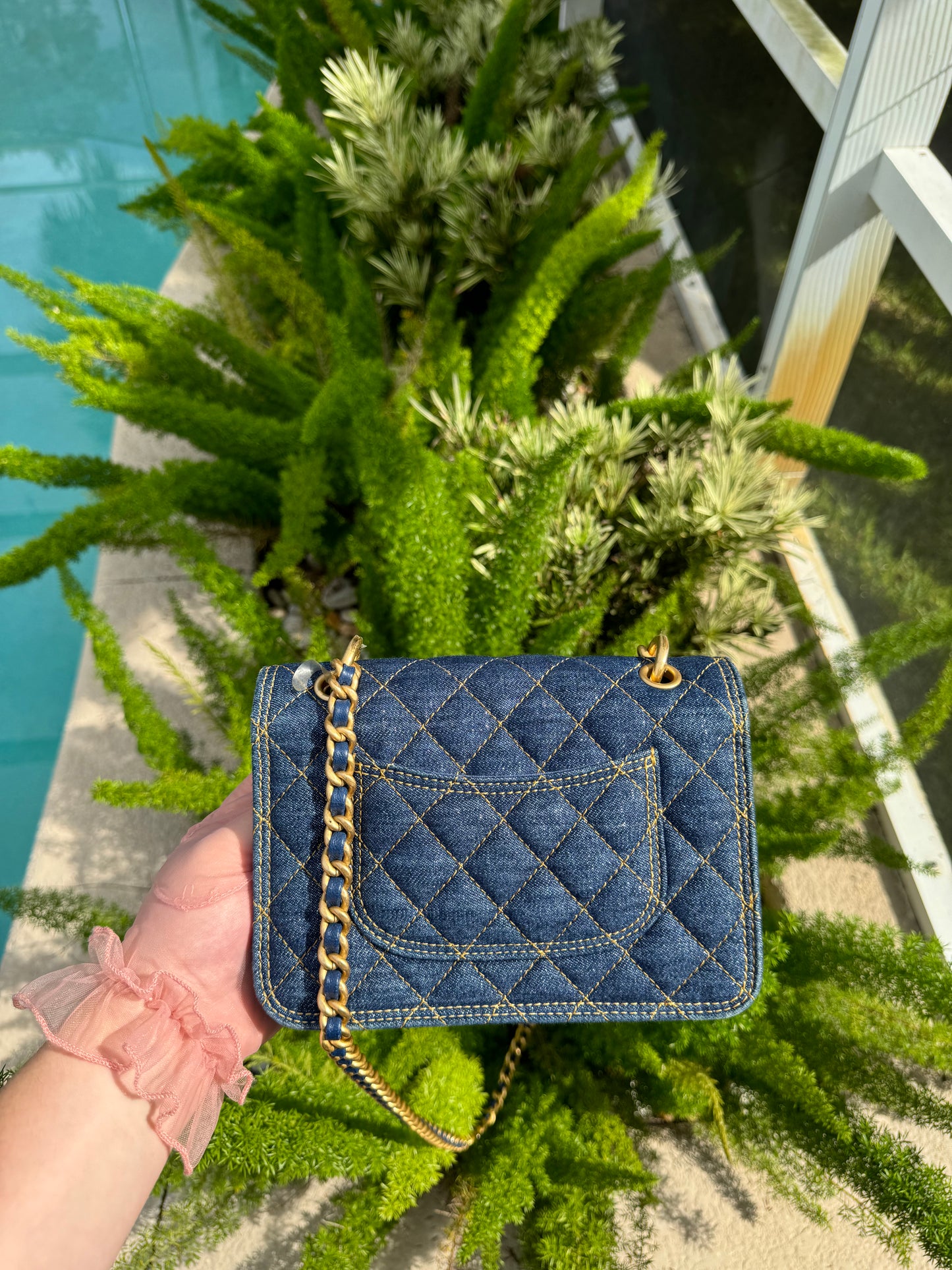 Chanel 23A Blue Denim Double You Crossbody