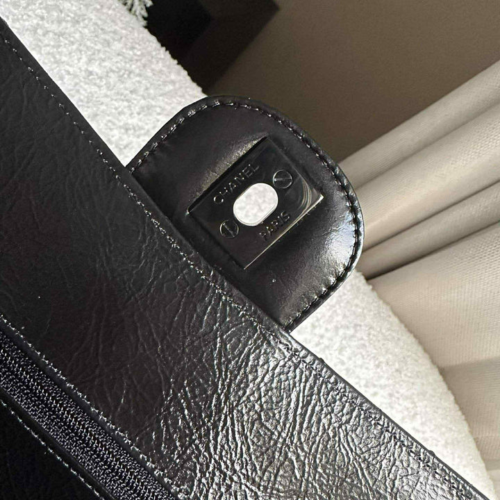 Chanel SO BLACK Small Crumpled Calfskin Double Flap Bag