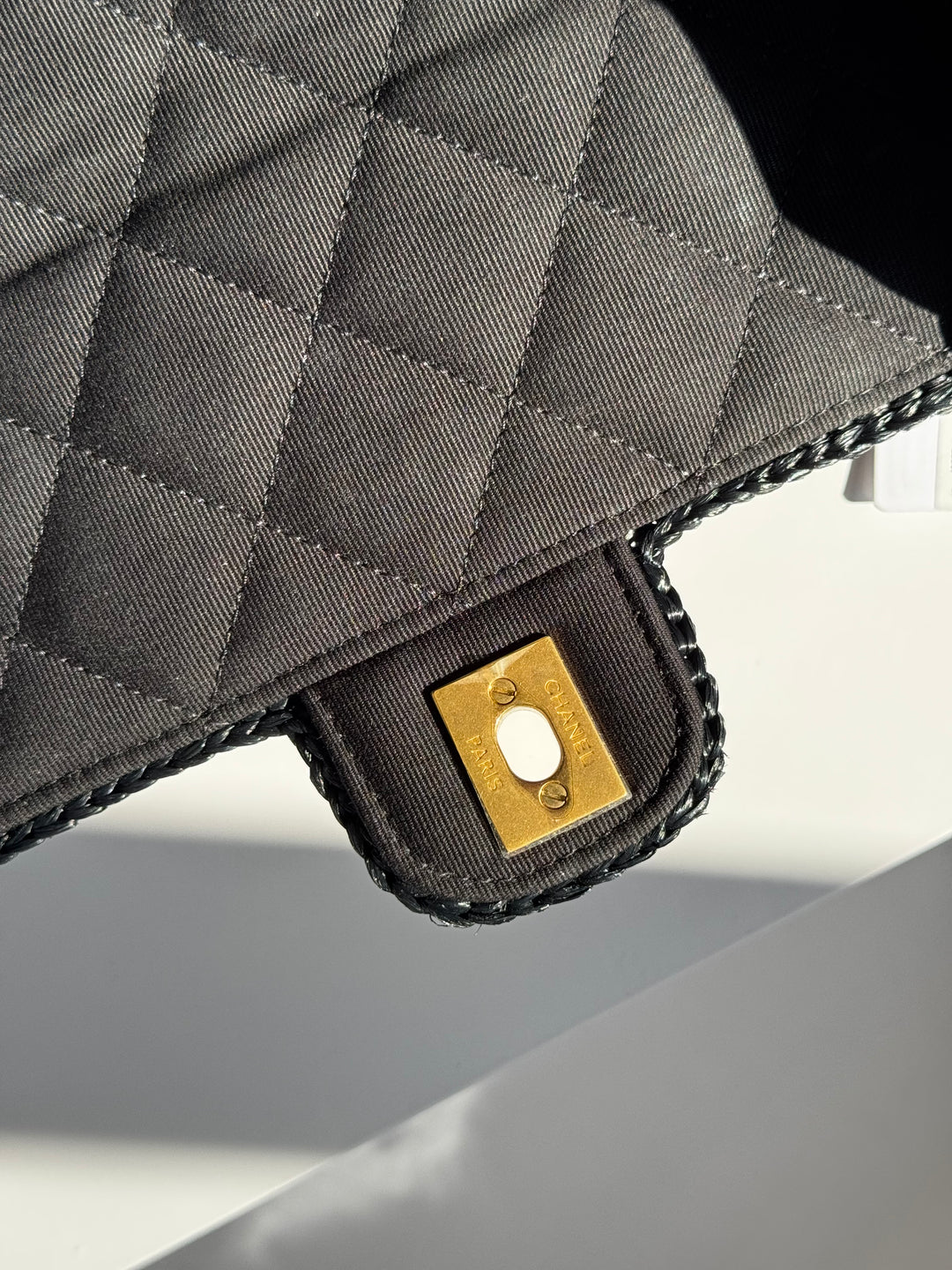 Chanel 24P Black Braided Raffia Mini Flap Bag