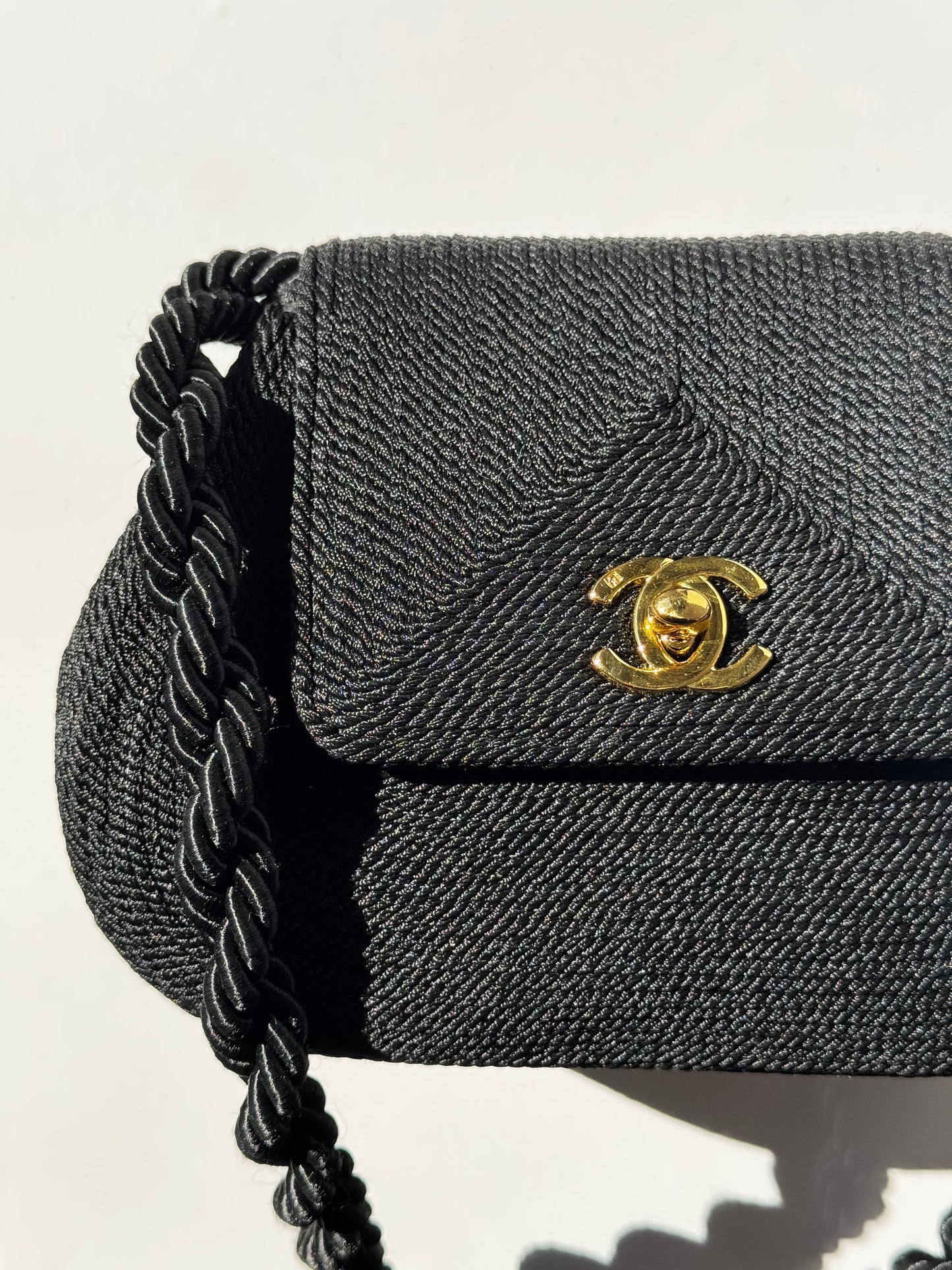 Chanel 1997 Limited Edition Black Cord Flap Bag