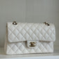 Chanel White Small Caviar Classic Flap Bag