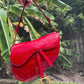 Christian Dior Medium Red Alligator Saddle