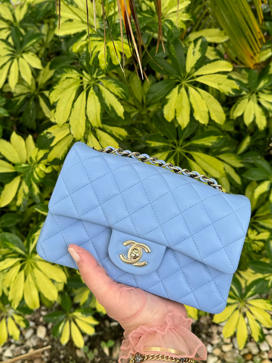 Chanel 21C Light Blue Lambskin Mini Flap Bag