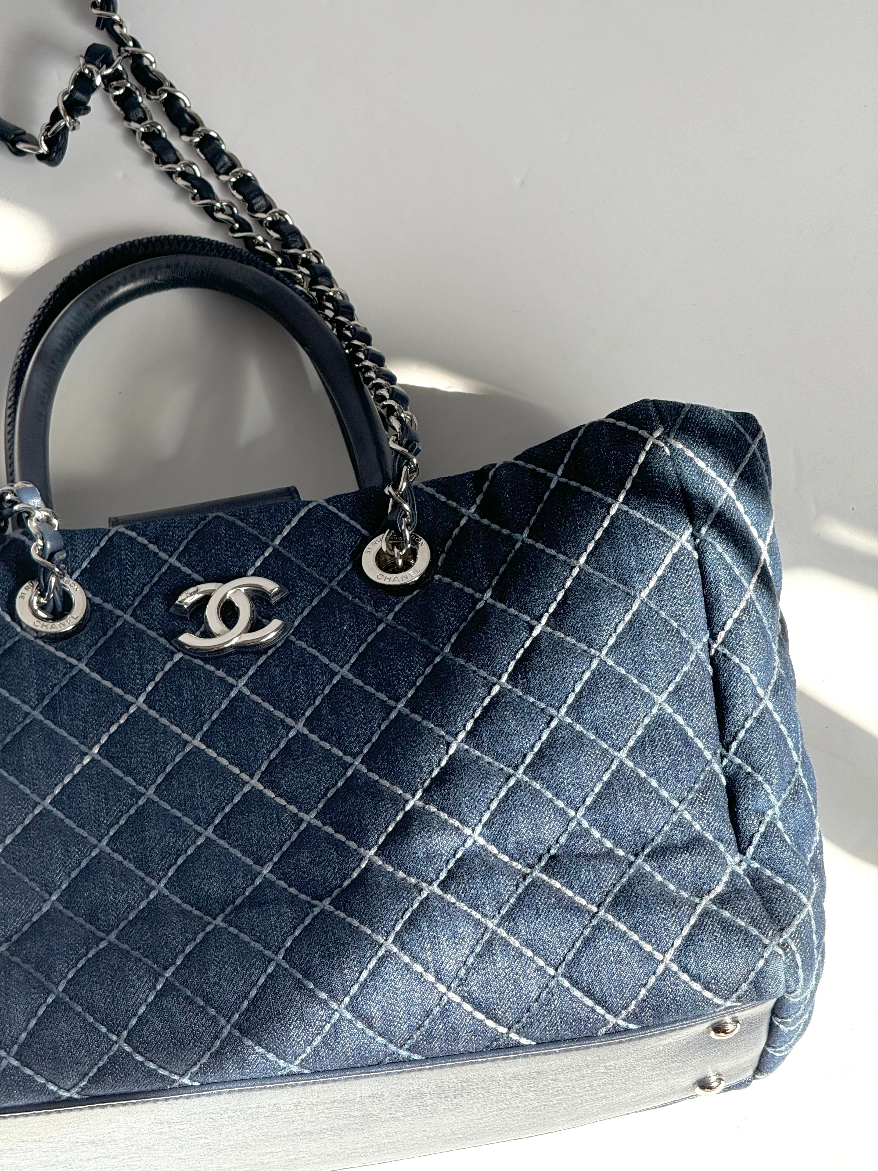 Chanel Large Denim 2 Way Coco Handle Tote – Its A Luv Story