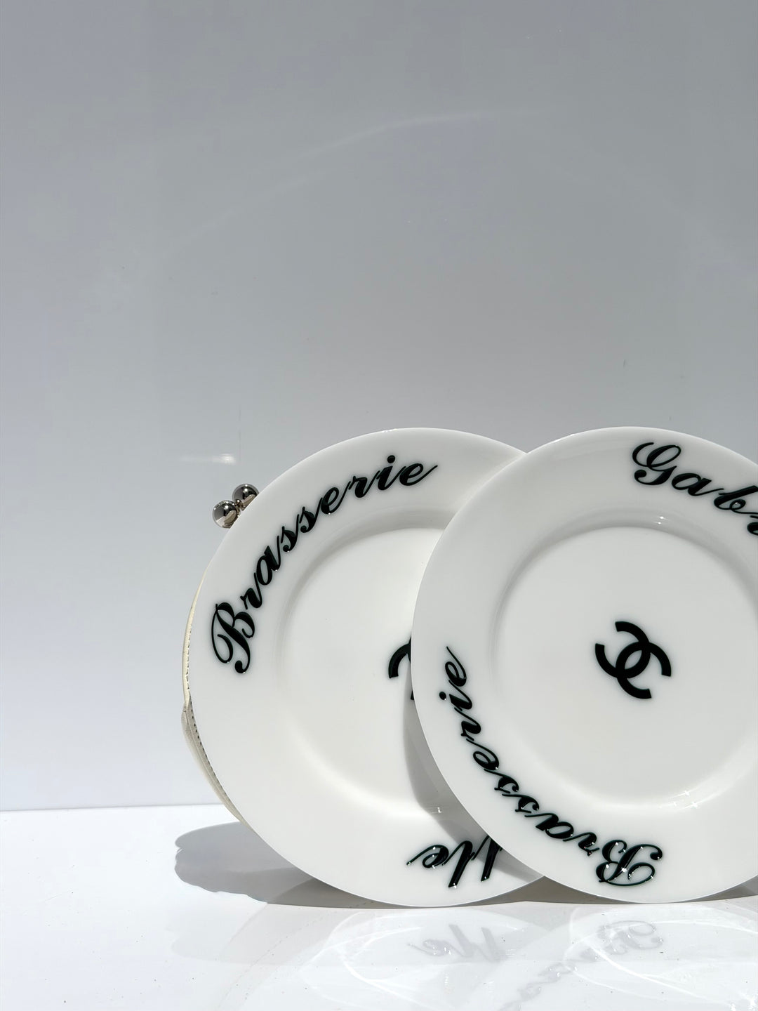 Chanel White Plexiglass Brasserie Gabrielle Plate Minaudière Silver Hardware 2015