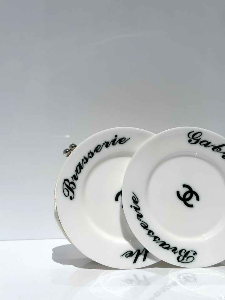 Chanel White Plexiglass Brasserie Gabrielle Plate Minaudière Silver Hardware 2015